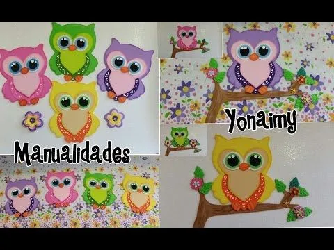 BUHOS COLORIDOS HECHOS CON FOAMY O GOMA EVA - YouTube BUHOS COLORIDOS HECHOS CON FOAMY O GOMA EVA - YouTube