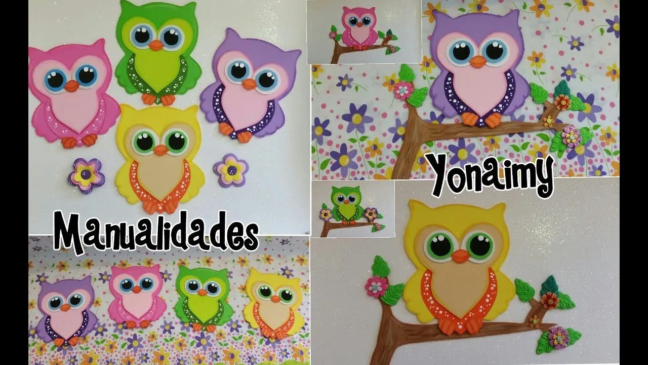 BUHOS COLORIDOS HECHOS CON FOAMY O GOMA EVA - YouTube BUHOS COLORIDOS HECHOS CON FOAMY O GOMA EVA - YouTube