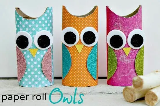 Buhos hechos con rollos de papel. | Manualidades con rollos de ... Buhos hechos con rollos de papel. | Manualidades con rollos de ...