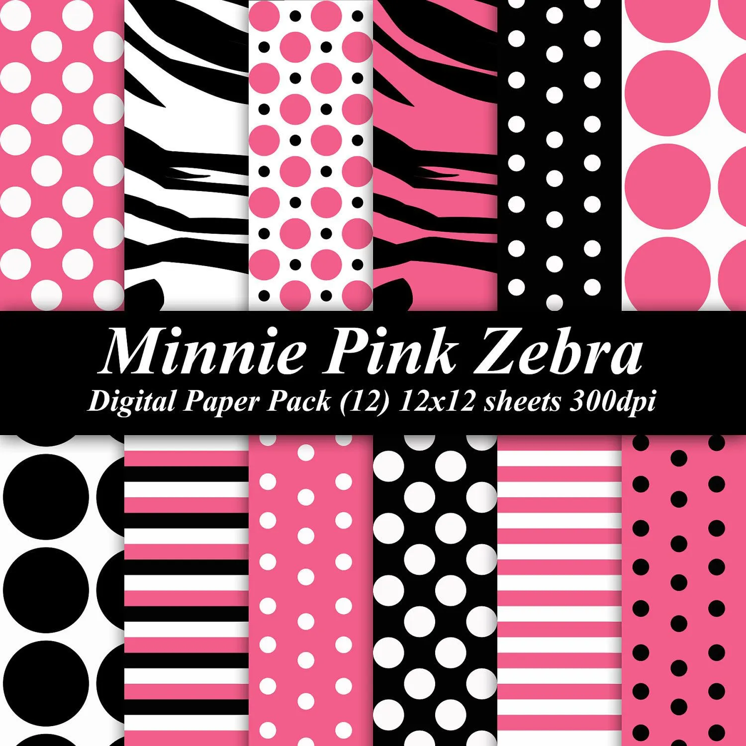 BUY 2 GET 1 FREE - Minnie Mouse Zebra Digital Paper Pack graphics ... BUY 2 GET 1 FREE - Minnie Mouse Zebra Digital Paper Pack graphics ...