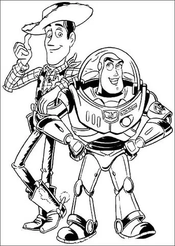 Buzz Lightyear And Woody Sheriff coloring page | Super Coloring