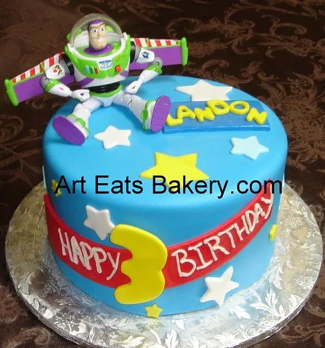 Buzz Lightyear custom fondant kid's birthday cake with toy Buzz ...