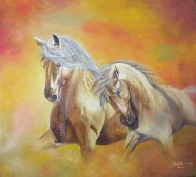 Caballos Blancos Robilan Prado Cofre - Artelista.com