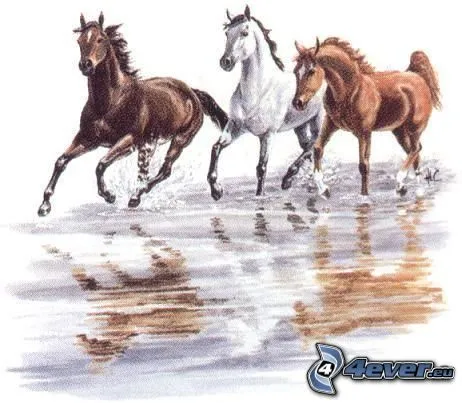 caballos,-dibujos-animados,- ...