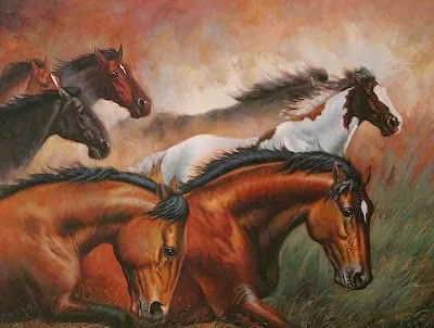 Caballos Pintura Óleo. Arte Realista en Pinturas de Caballos. Caballo Pintado Óleo Sobre Lienzo. Realismo Pinturas Caballos. Equinos Pintados al Óleo.