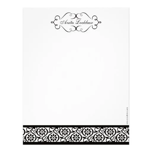 Cabeçalho elegante preto e branco papel de carta | Zazzle