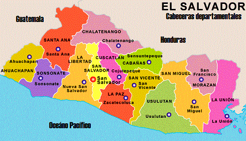 Cabeceras departamentales de El Salvador - Mapa de El Salvador Cabeceras departamentales de El Salvador - Mapa de El Salvador