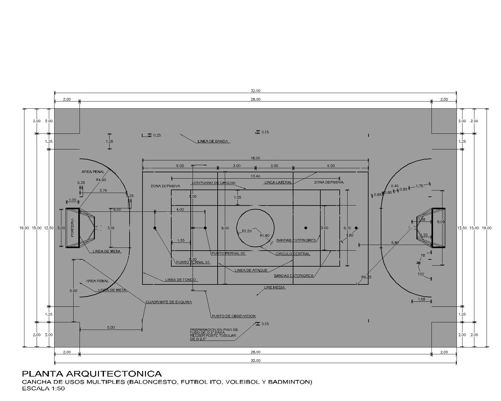 Cad Cancha Usos Múltiples y otras | Arquitectura 3 Cad Cancha Usos Múltiples y otras | Arquitectura 3