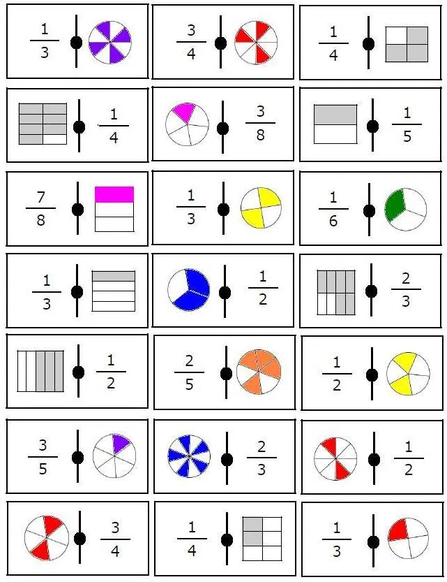 CADENAS DE 21 FICHAS DE DOMINÓS DE FRACCIONES | Juegos y matemáticas CADENAS DE 21 FICHAS DE DOMINÓS DE FRACCIONES | Juegos y matemáticas