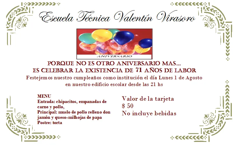 CAJ: Festejemos el 71º Aniversario de la escuela CAJ: Festejemos el 71º Aniversario de la escuela