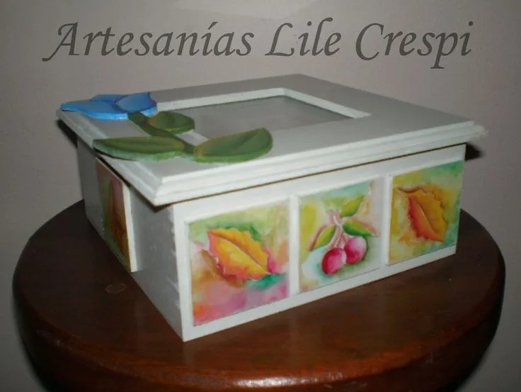 caja de te con aplicaciones de fibrofacil pintadas con acrilico ... caja de te con aplicaciones de fibrofacil pintadas con acrilico ...