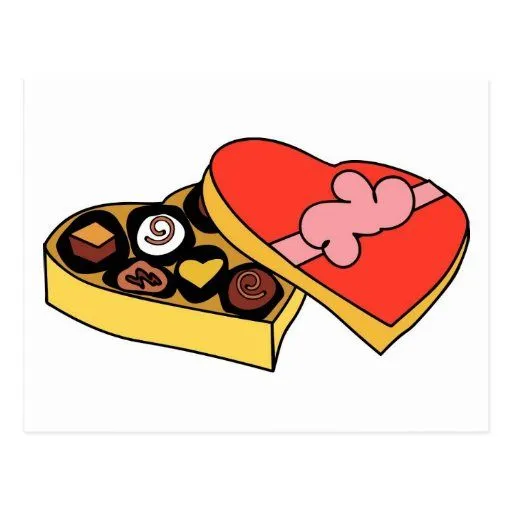 Caja del dibujo animado de chocolates tarjetas postales | Zazzle