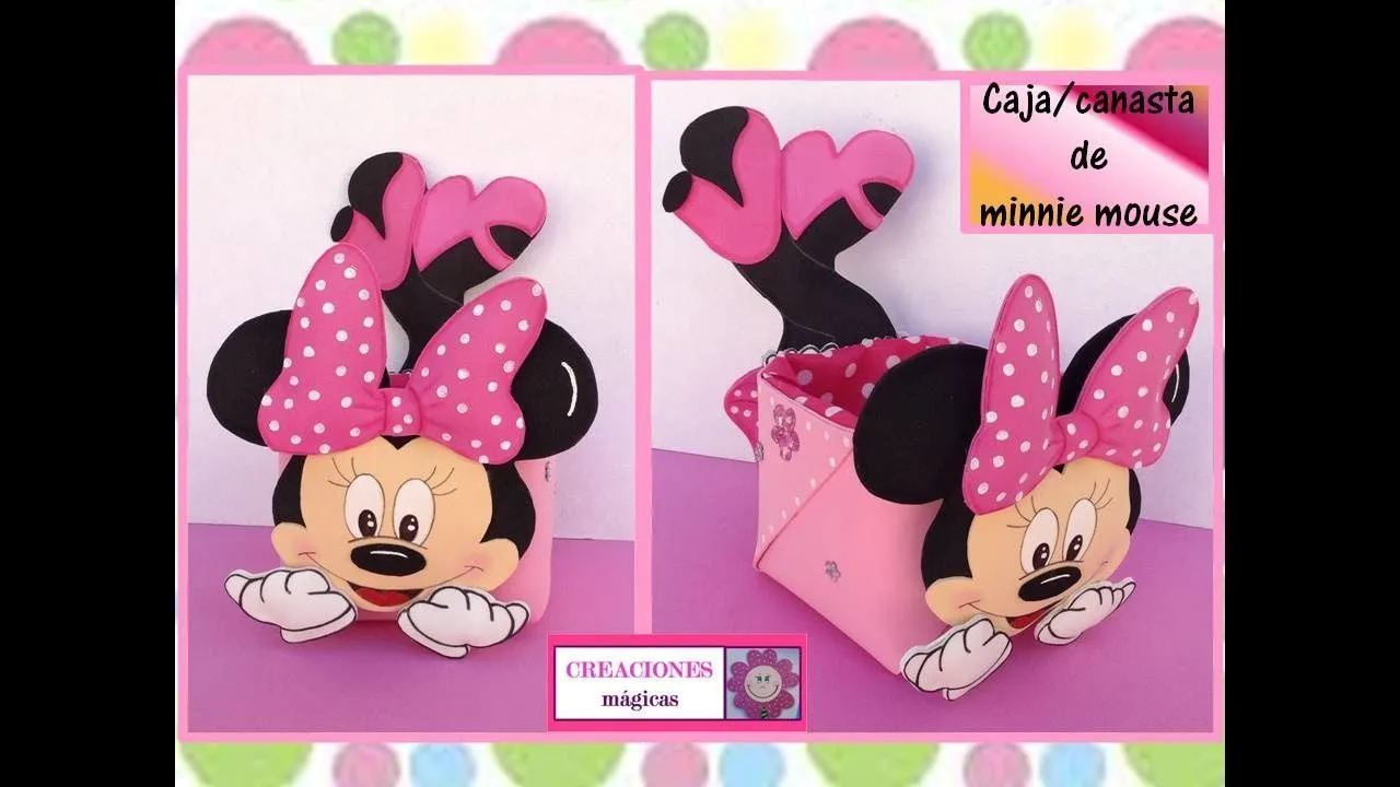 Caja de Minnie Mouse en cartón y goma eva - Manualidades en Goma Eva y Foami Caja de Minnie Mouse en cartón y goma eva - Manualidades en Goma Eva y Foami