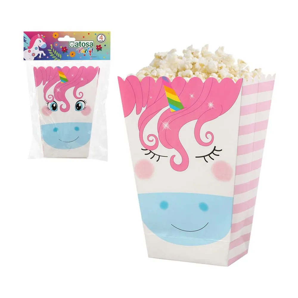 ▷ Caja para Palomitas Unicornio 4 ud - ⭐️ Miles de Fiestas ⭐️