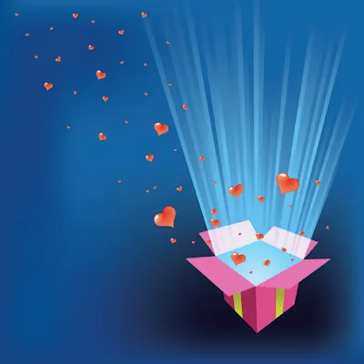 ... vector de caja sorpresa con corazones y rayos de luz saliendo de ella ... vector de caja sorpresa con corazones y rayos de luz saliendo de ella