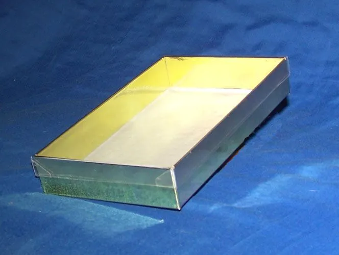 Cajafix - Cajas transparentes - Cartulina dorada - plateada