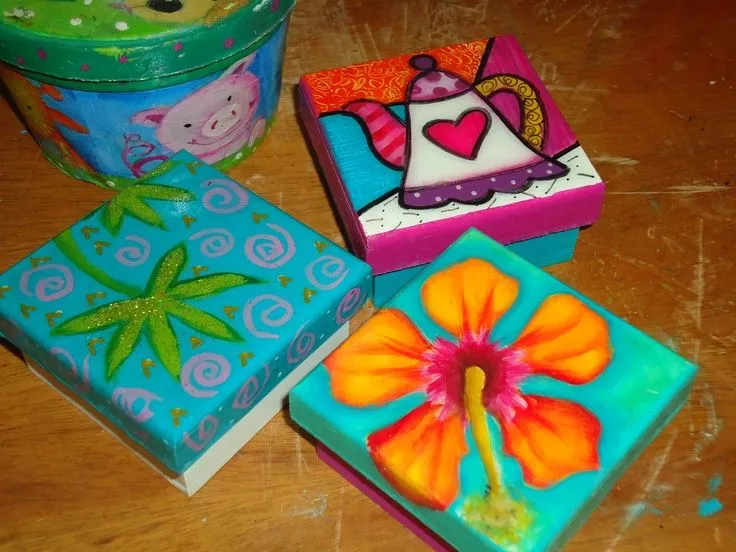 CAJAS EN MDF PINTADAS A MANO | CAJAS PINTADAS A MANO | Pinterest