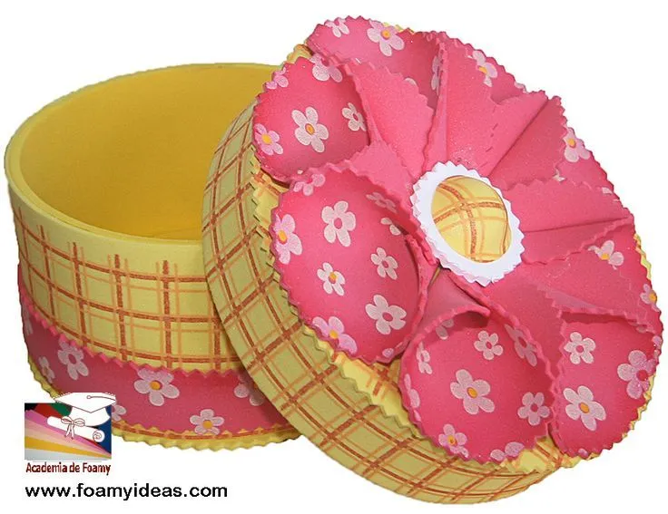 Round box with flowers, organizer. Made from foam EVA. Organizador ... Round box with flowers, organizer. Made from foam EVA. Organizador ...