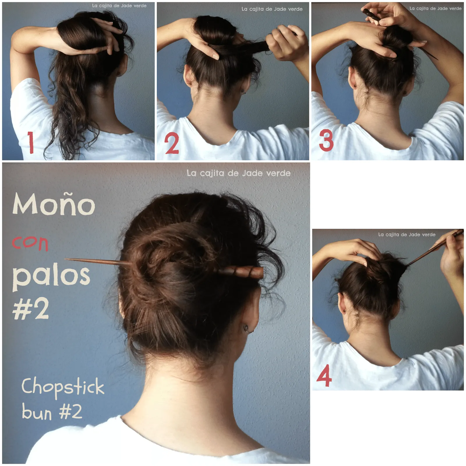 La cajita de Jade verde: 4 moños sencillos con palos (un lápiz ...