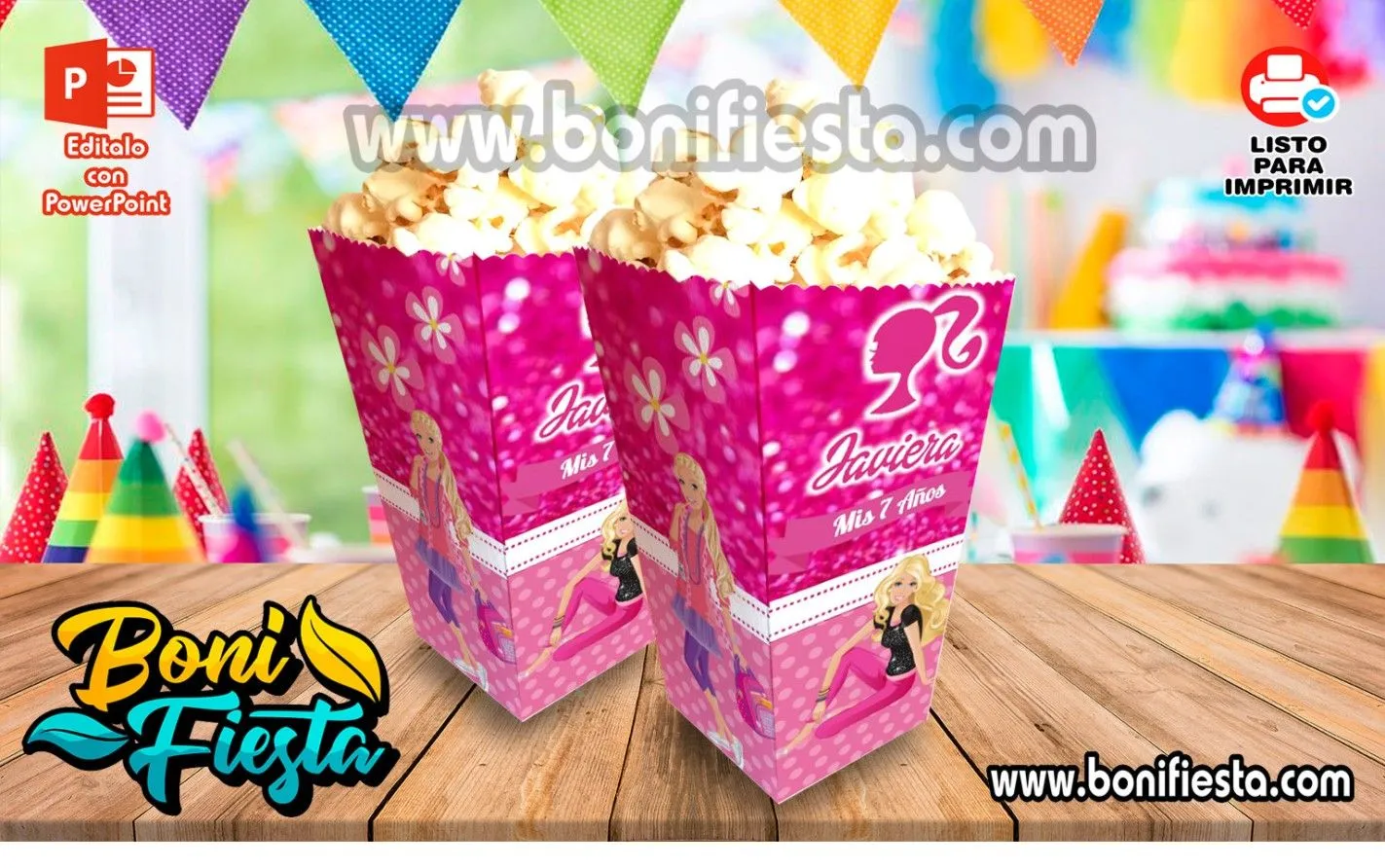 Cajita Popcorn Barbie - Boni Fiesta