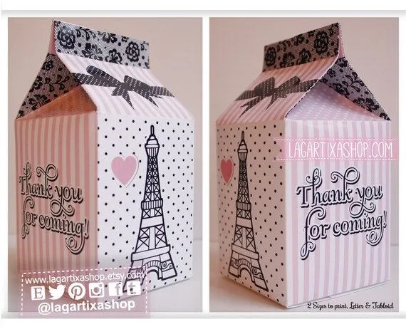 Cajita de Recuerdo Paris Torre Eiffel Rosa Negro por LagartixaShop