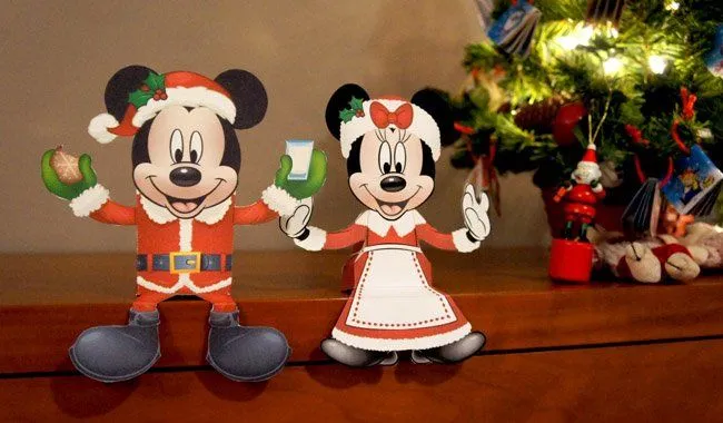 Cajitas de Mickey Mouse y Minnie para la mesa de Navidad