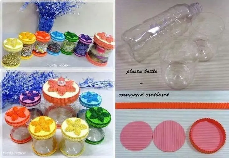 Cajitas para regalos... botellas de plastico y papel corrugado ...
