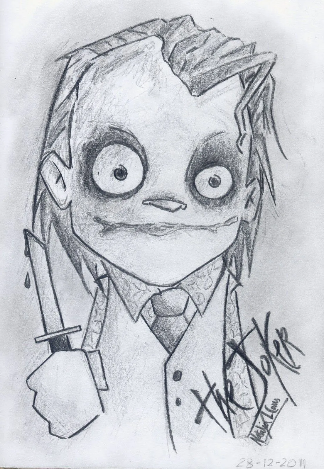 Un cajón olvidado: dibujo joker caricatura a lápiz Un cajón olvidado: dibujo joker caricatura a lápiz