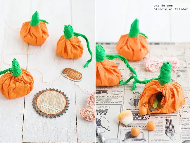 Cómo hacer calabacitas de papel rellenas para Halloween