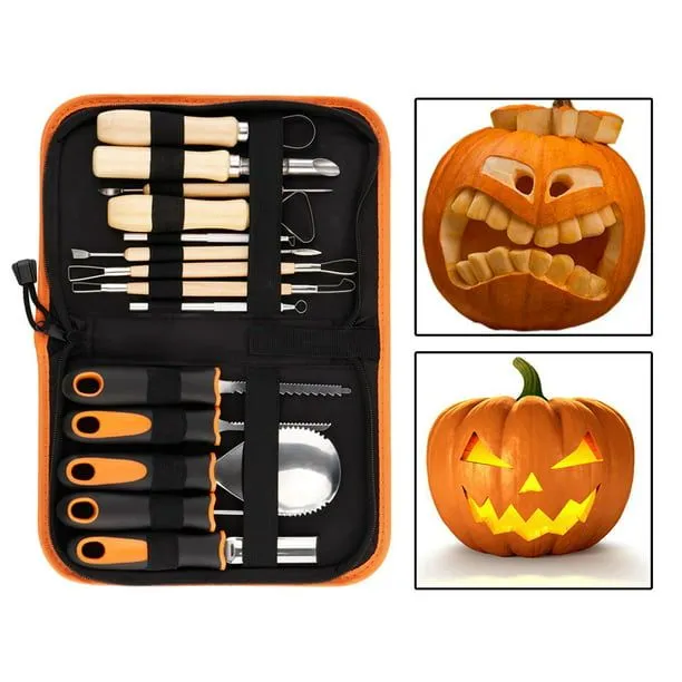 de calabaza Herramientas Cuchillos Profesional Acero inoxidable 14 piezas con bolsa Zulema Plantillas para tallar calabazas | Walmart en línea de calabaza Herramientas Cuchillos Profesional Acero inoxidable 14 piezas con bolsa Zulema Plantillas para tallar calabazas | Walmart en línea