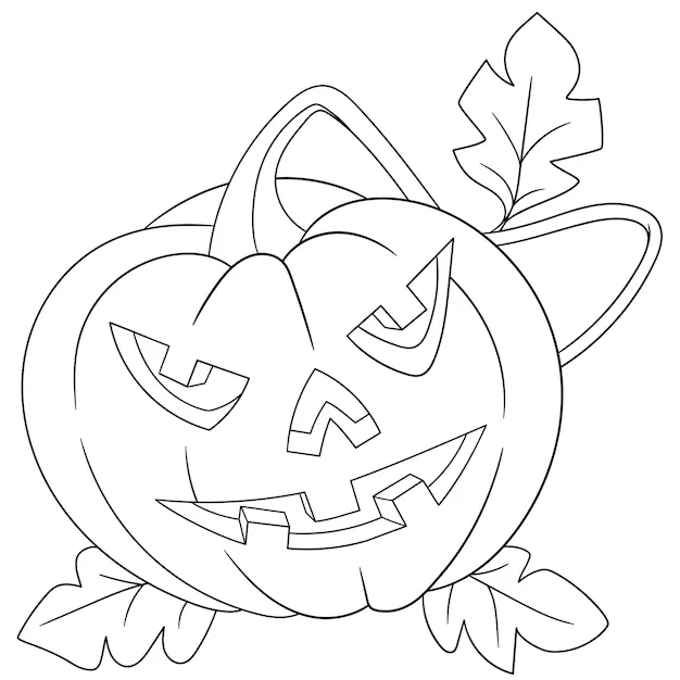 Calabaza de víspera de todos los santos. página del libro de colorear de dibujos animados para niños. | Vector Premium Calabaza de víspera de todos los santos. página del libro de colorear de dibujos animados para niños. | Vector Premium
