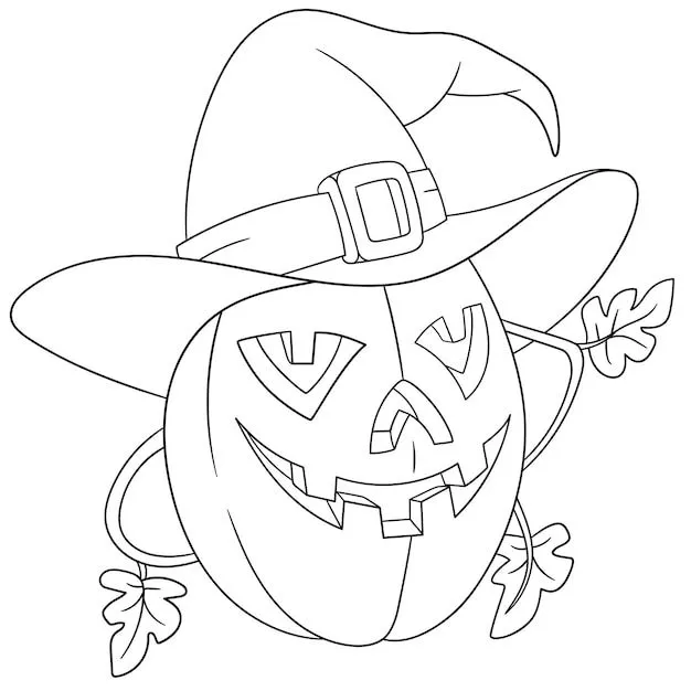 Calabaza de víspera de todos los santos. página del libro de colorear de dibujos animados para niños. | Vector Premium Calabaza de víspera de todos los santos. página del libro de colorear de dibujos animados para niños. | Vector Premium