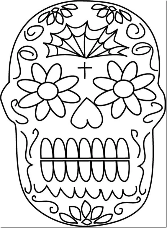 calacas para colorear | Dibujo para colorear de calaveras de día ...