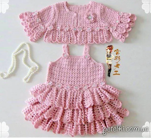 Calados traje de ganchillo para las niñas. Vestido y Bolero ... Calados traje de ganchillo para las niñas. Vestido y Bolero ...