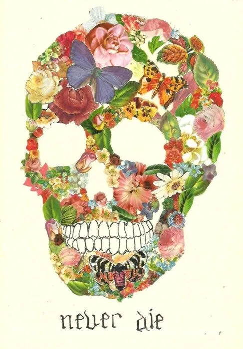 Calavera con flores dibujo - Imagui