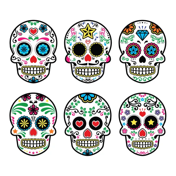 Calavera de azúcar mexicana, dia de los muertos los iconos ...