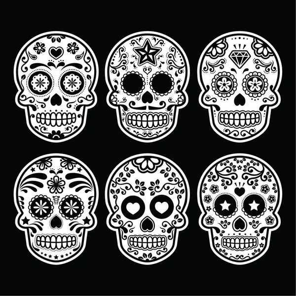 Calavera de azúcar mexicana, dia de los muertos los iconos situado ... Calavera de azúcar mexicana, dia de los muertos los iconos situado ...
