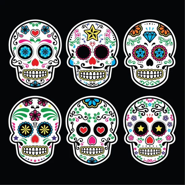 Calavera de azúcar mexicana, dia de los muertos los iconos situado ... Calavera de azúcar mexicana, dia de los muertos los iconos situado ...