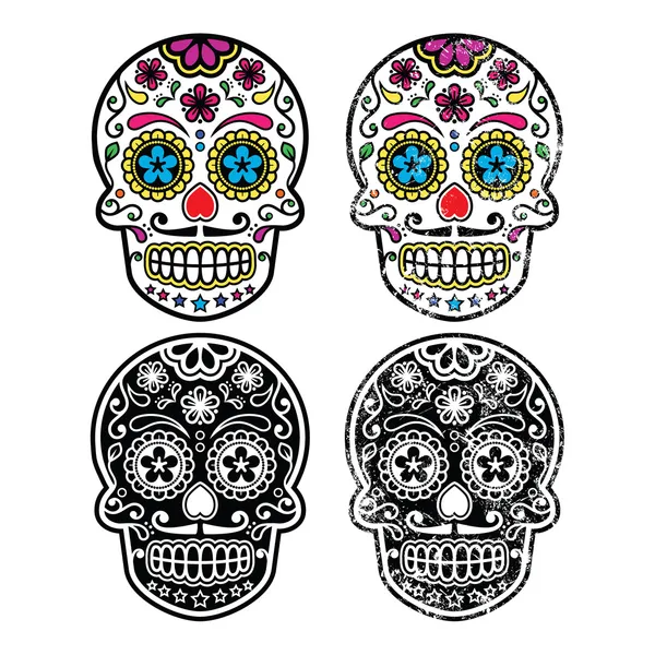 Calavera de azúcar mexicana retro, dia de los muertos los iconos ... Calavera de azúcar mexicana retro, dia de los muertos los iconos ...