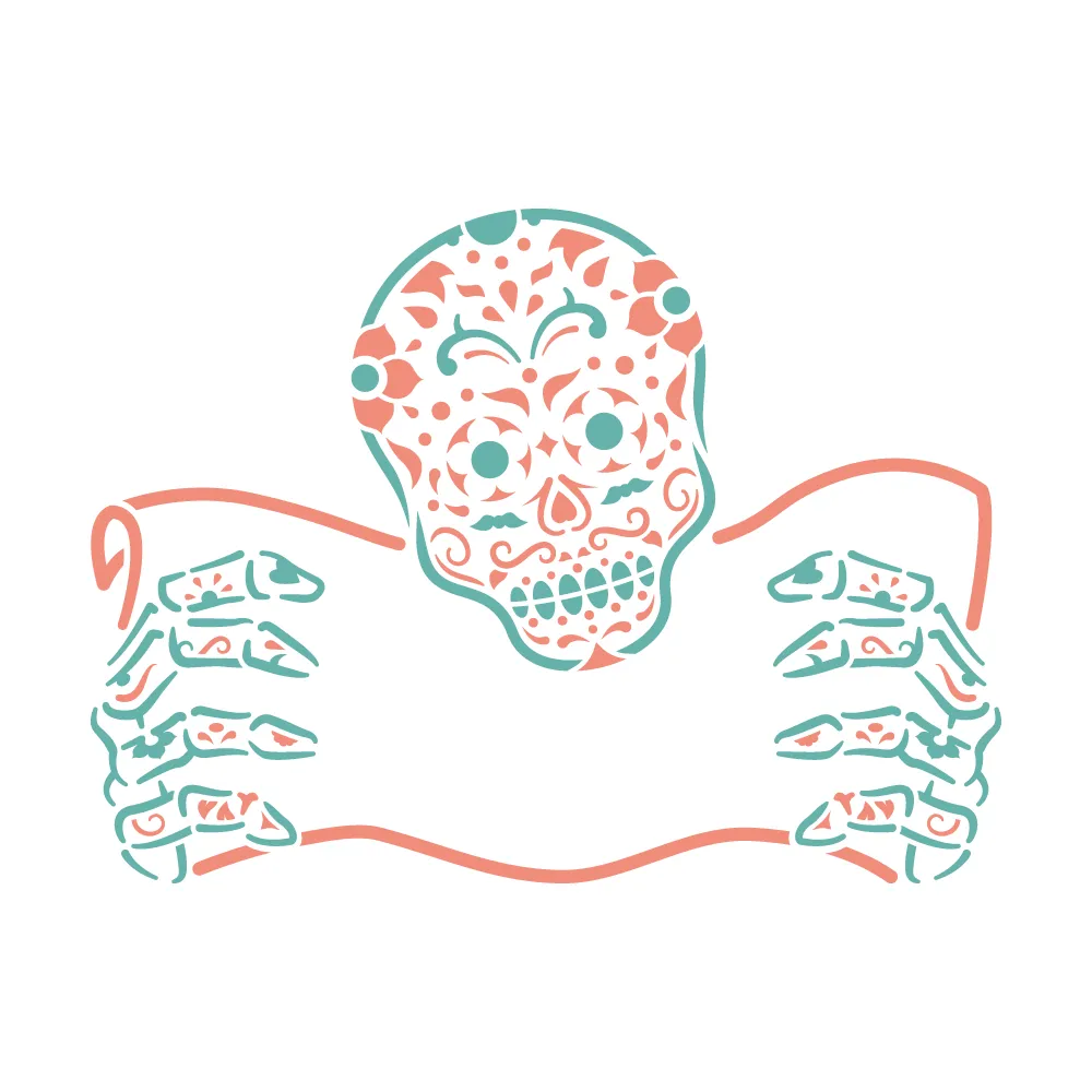 CALAVERA CON CARTEL -Stencil, plantilla decorativa – SD Stencils Decorativos CALAVERA CON CARTEL -Stencil, plantilla decorativa – SD Stencils Decorativos