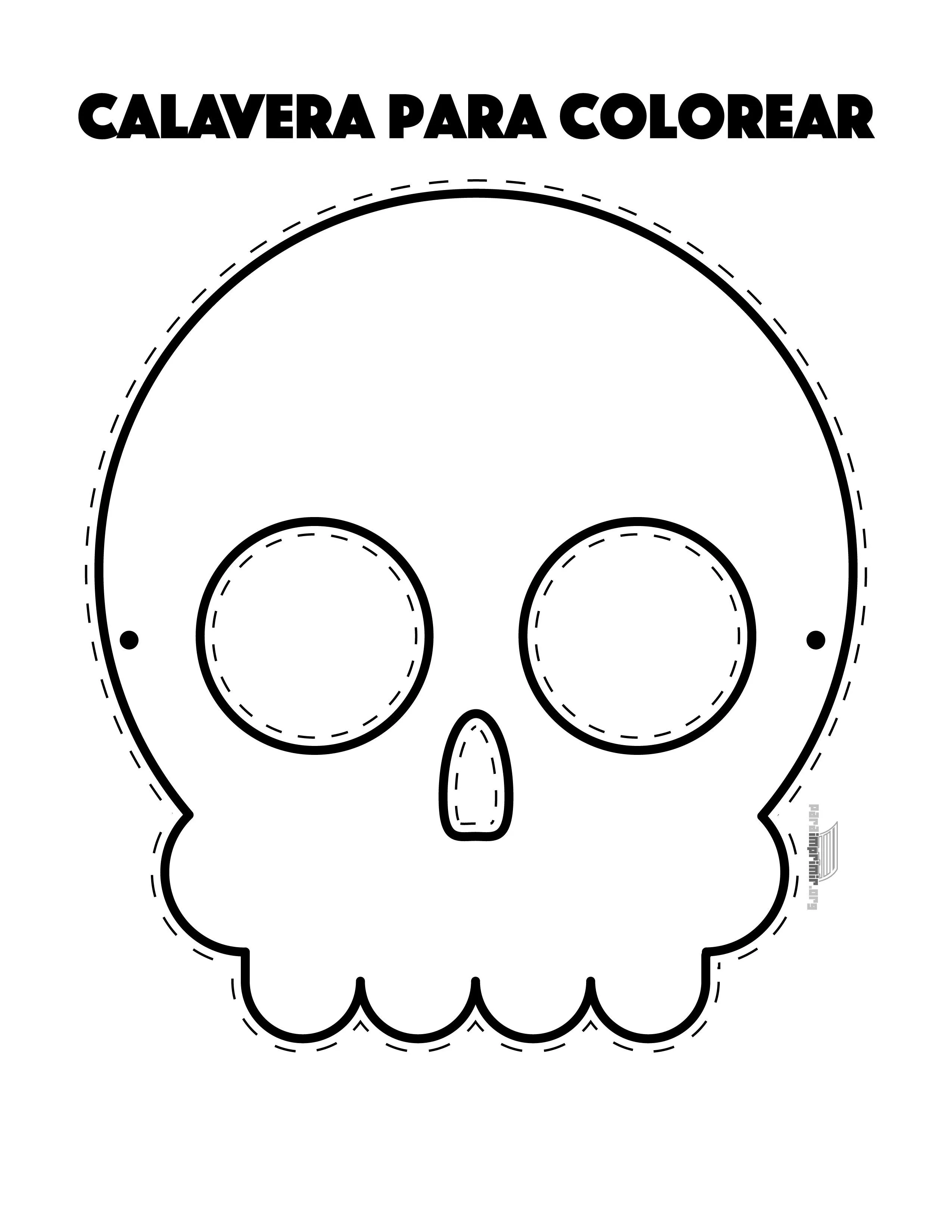 Calavera para colorear y para imprimir en PDF 2023