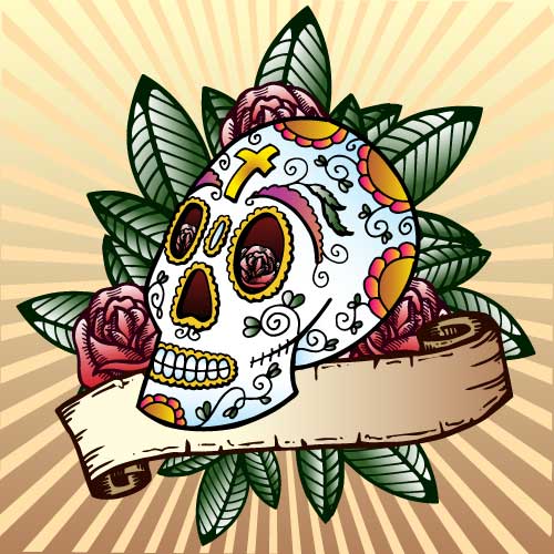 Calavera día de muertos en vector -