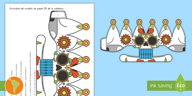 Calavera de papel | Modelo para Día de Muertos | Twinkl