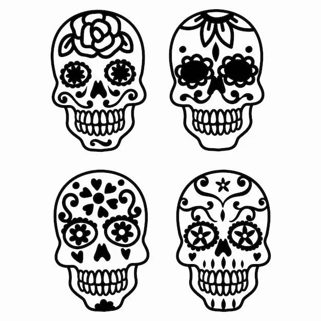 Calaveras de azúcar archivos vectoriales halloween eps illustrator doodle | Vector Premium Calaveras de azúcar archivos vectoriales halloween eps illustrator doodle | Vector Premium