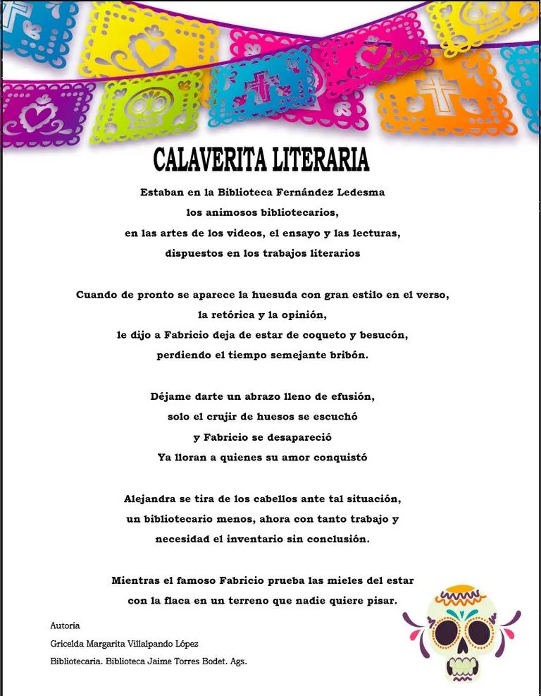 Calaveras Literarias de la Red Estatal de Bibliotecas - El Sol del Centro | Noticias Locales, Policiacas, sobre México, Aguascalientes y el Mundo Calaveras Literarias de la Red Estatal de Bibliotecas - El Sol del Centro | Noticias Locales, Policiacas, sobre México, Aguascalientes y el Mundo