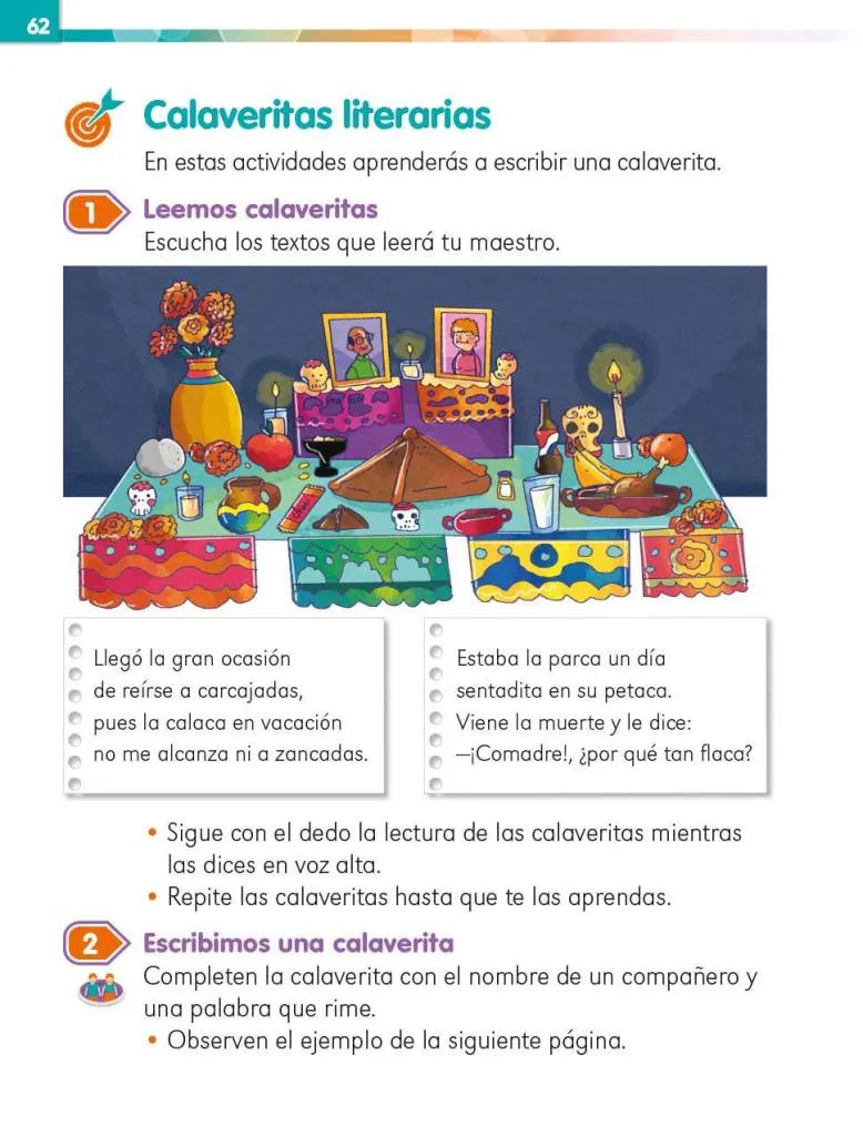 Calaveras que riman y que nos animan - Lenguaje Primero de Primaria -  NTE.mx recursos educativos en línea
