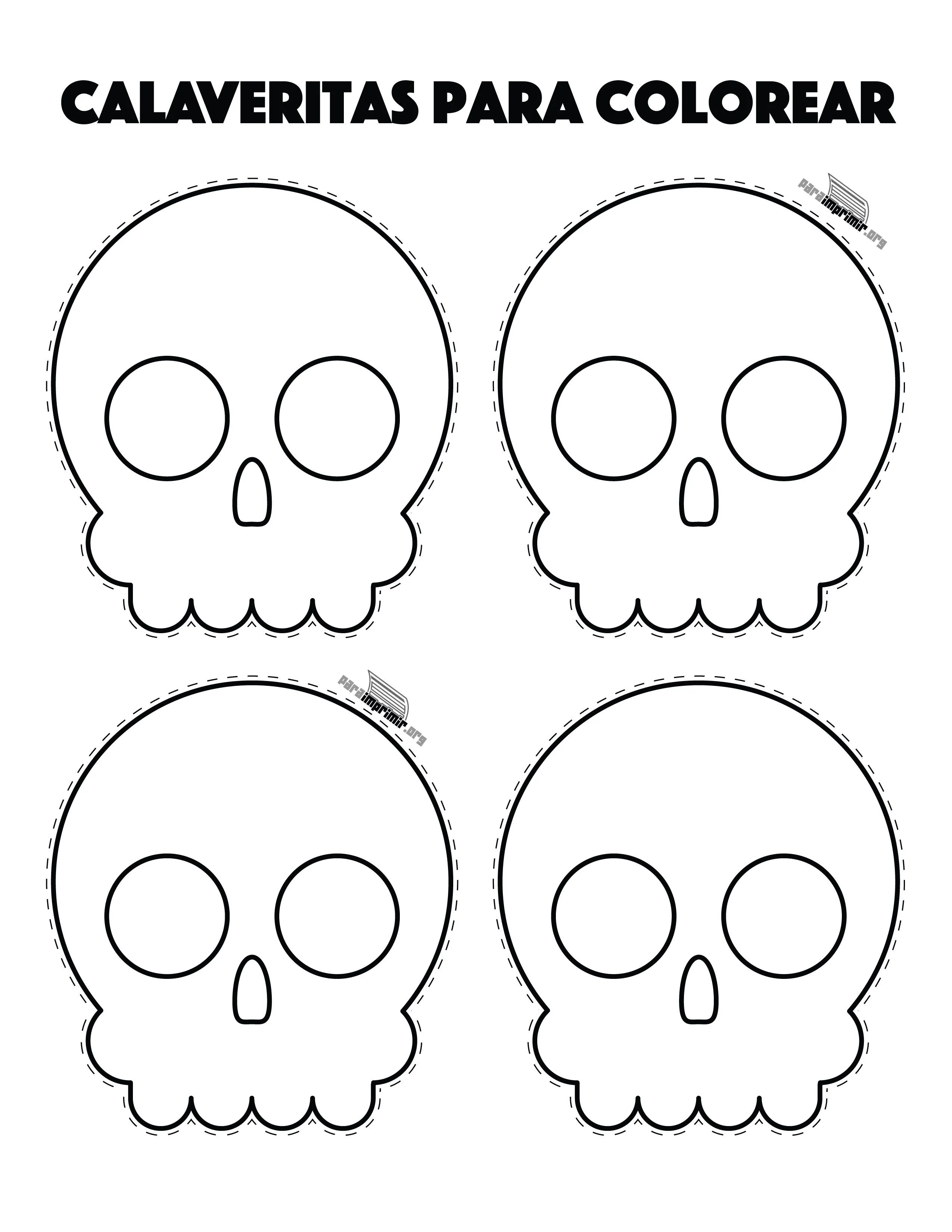 Calaveritas para colorear y para imprimir en PDF 2023