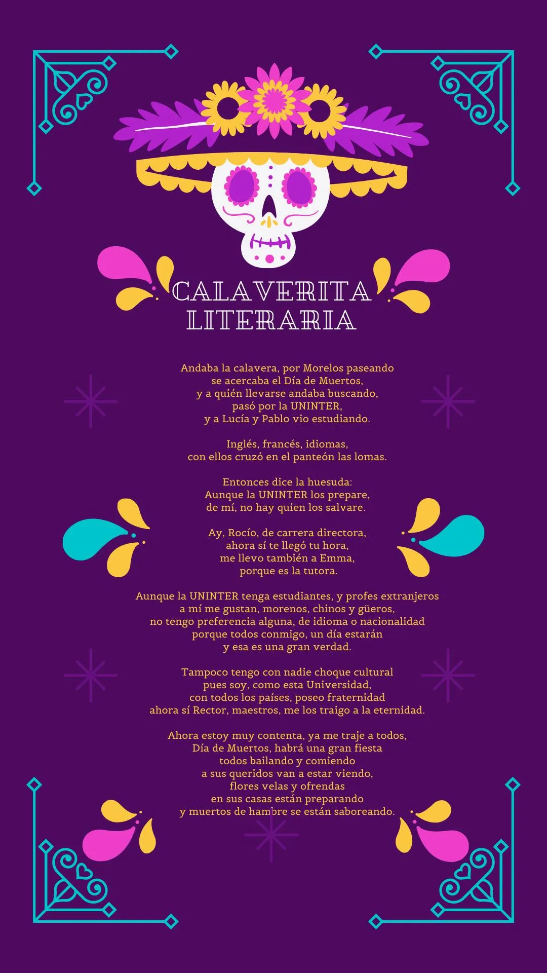 Calaveritas Literarias, escritas por los alumnos de Interculturalidad I – #Letras, #EHLI - EHLI Calaveritas Literarias, escritas por los alumnos de Interculturalidad I – #Letras, #EHLI - EHLI