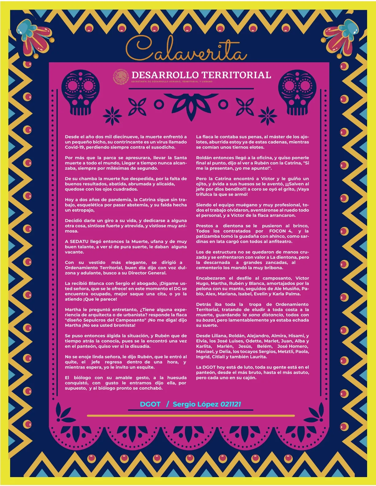 Calaveritas literarias Sedatu 2021 | Secretaría de Desarrollo Agrario, Territorial y Urbano | Gobierno | gob.mx Calaveritas literarias Sedatu 2021 | Secretaría de Desarrollo Agrario, Territorial y Urbano | Gobierno | gob.mx