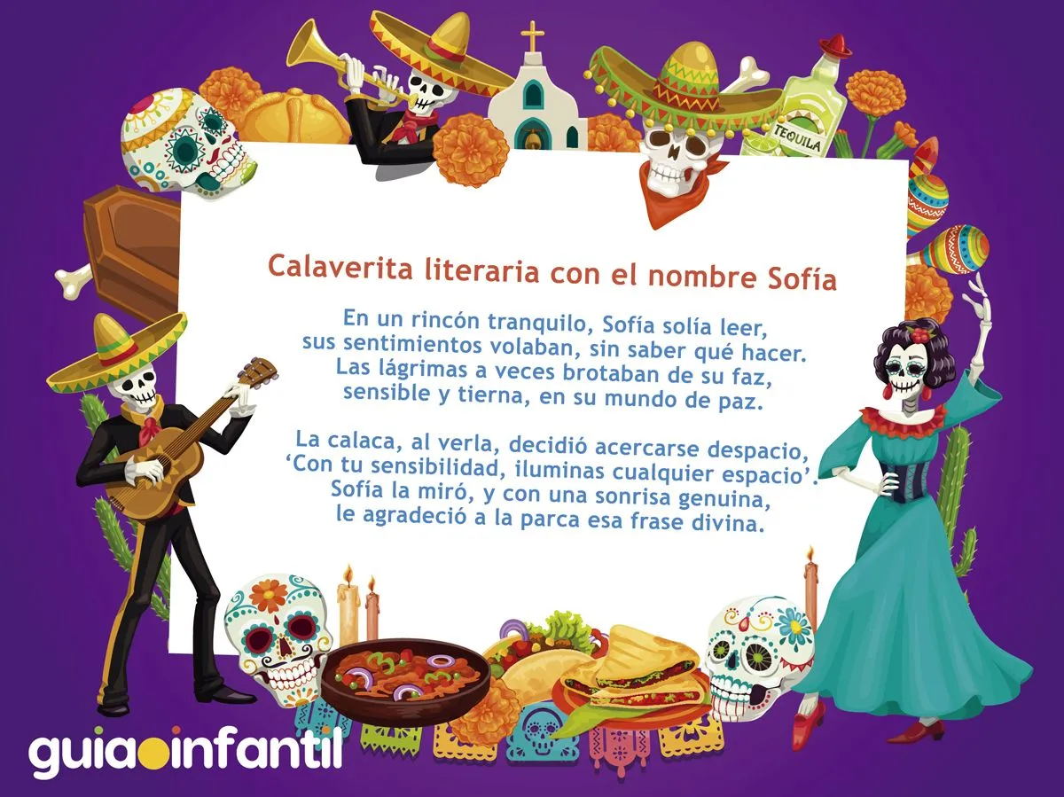 Calaveritas para niñas de nombre Sofía para celebrar el Día de Muertos